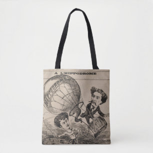 French Caricature Of Balloonist In Hot Air Balloon Tote Bag