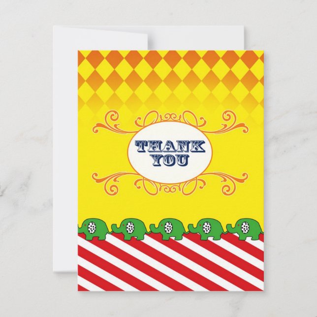 French Carnival Thank You Flat Note Card (Front)