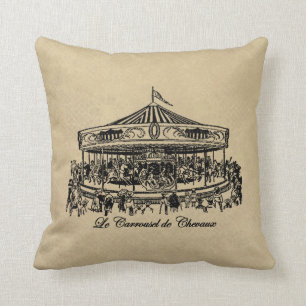 French Carousel Horses Apparel and Gifts Cushion