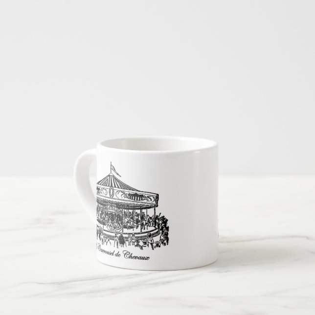French Carousel Horses Apparel and Gifts Espresso Cup (Front Left)