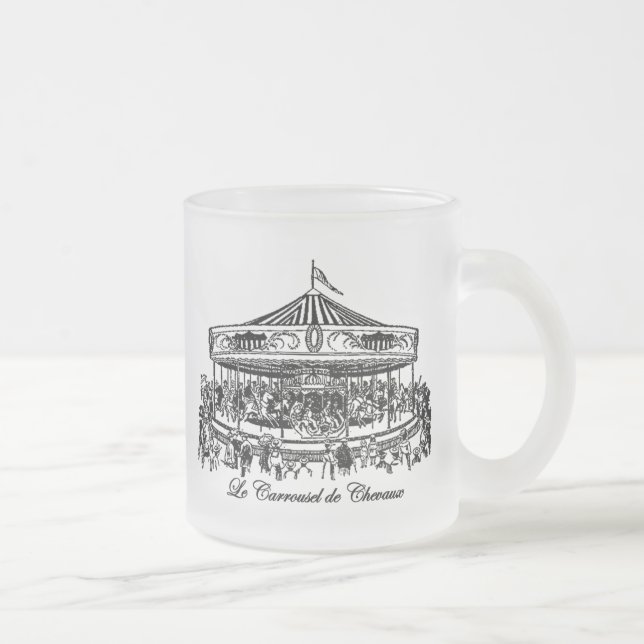 French Carousel Horses Apparel and Gifts Frosted Glass Coffee Mug (Right)