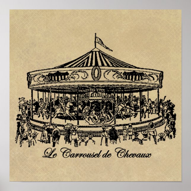 French Carousel Horses Apparel and Gifts Poster (Front)