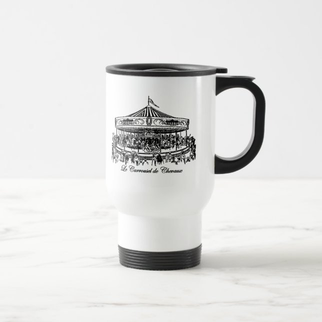 French Carousel Horses Apparel and Gifts Travel Mug (Right)
