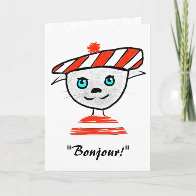 French Cat Birthday Card (Front)