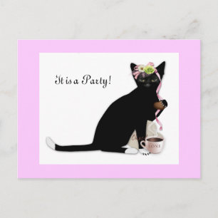French Cat Bridal Invitation Postcard