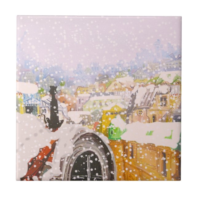 French Cat on the roof Tile (Front)