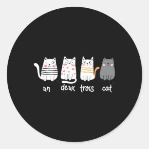 French Cat Un Deux Trois Cat Classic Round Sticker