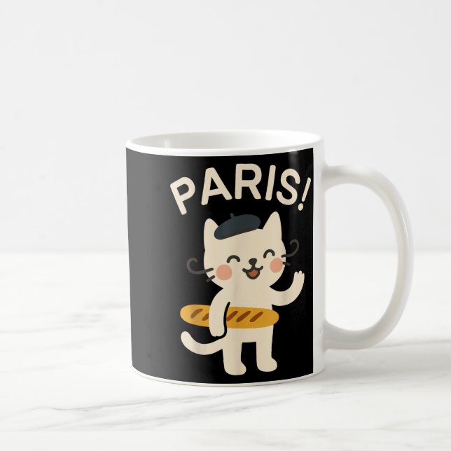 French Cat With Baguette Cute Cat Paris Funny Anim Coffee Mug (Right)
