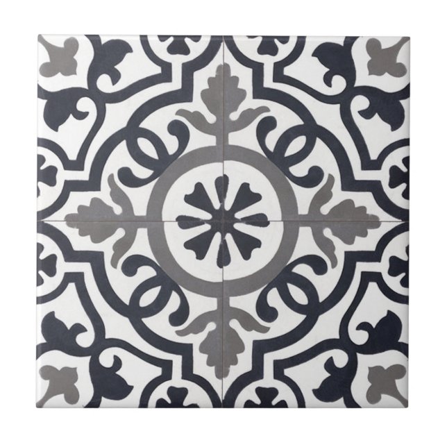 French  Ceramic Tiles - Black, Grey & White (Front)