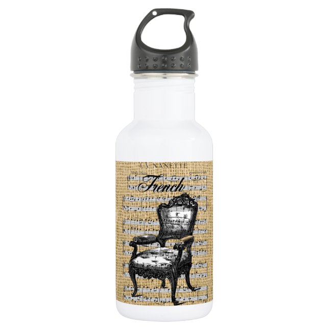 French Chair on Burlap 532 Ml Water Bottle (Front)