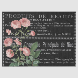 French Chalkboard Beauty Ad Pink Rose Vintage  Tissue Paper