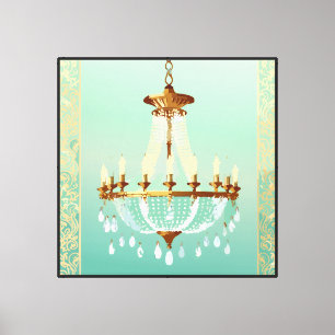 French Chandelier Wall Art Canvas 40x40 inch
