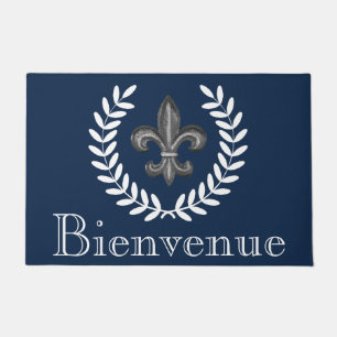 French Chateau Fleur De Lis & Laurels Bienvenue Doormat