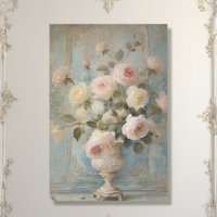 French Chateau Vintage Floral Blue Pink Decoupage
