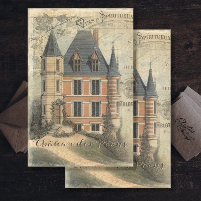 French Chateau Vintage Script Ephemera Decoupage Tissue Paper (Creator Uploaded)