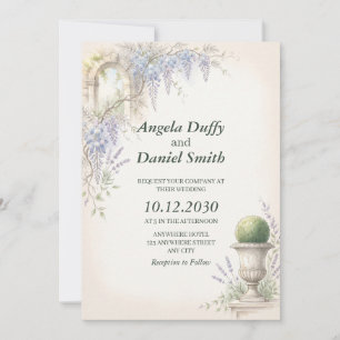 French Chateau Wisteria Wedding Invitation