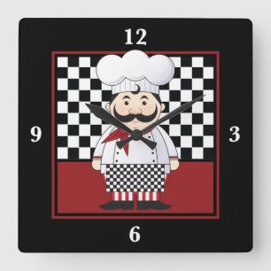 French Chef Square Wall Clock