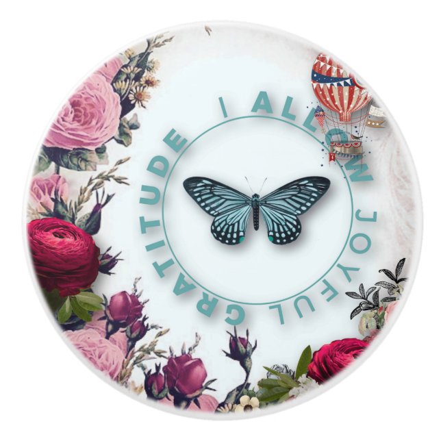 French chic,country rustic,floral pattern,roses,re ceramic knob (Front)