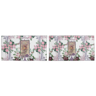 French chic,country rustic,floral pattern,roses,re pillowcase