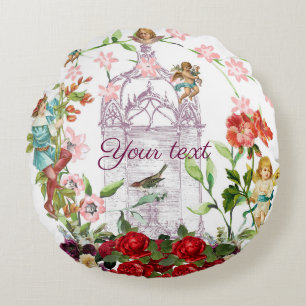 French chic,country rustic,floral pattern,roses,re round cushion