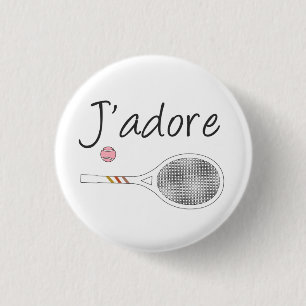 French Chic J'adore Tennis Player Design      3 Cm Round Badge