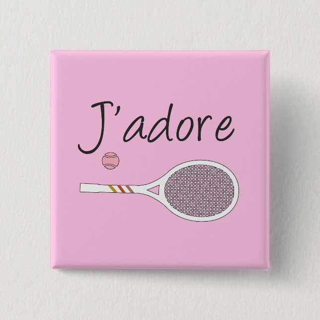 French Chic J'adore Tennis Player Design Pink    15 Cm Square Badge (Front)