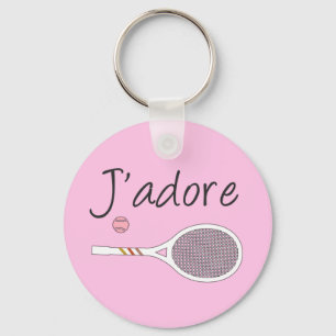 French Chic J'adore Tennis Player Design Pink   Key Ring