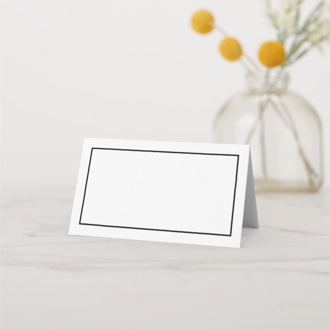 French Chic Minimal Black & White Wedding Place Card (Front)