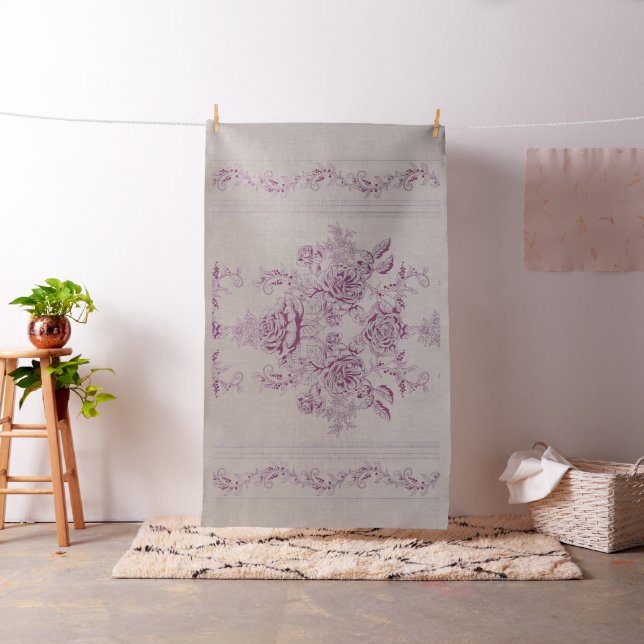 French chic,pink,toile,floral,pattern,victorian,Fl Fabric (In Situ)