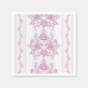 French chic,pink,toile,floral,pattern,victorian,Fl Napkin
