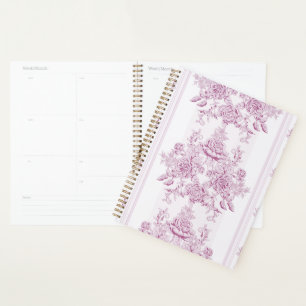 French chic,pink,toile,floral,pattern,victorian,Fl Planner