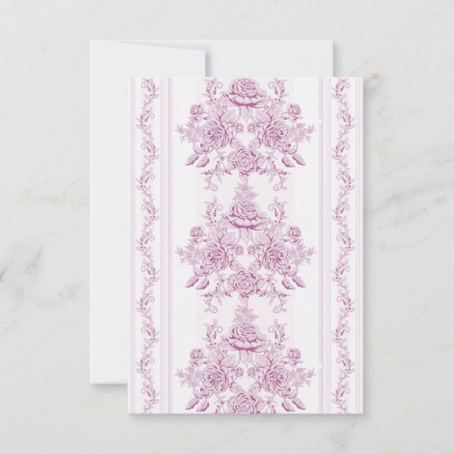 French chic,pink,toile,floral,pattern,victorian,Fl Thank You Card (Front)