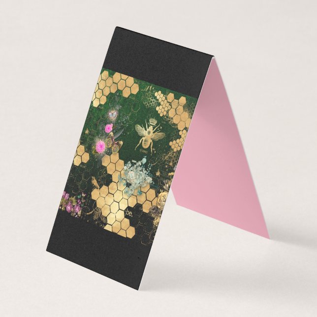 French chic, victorian,bee,floral,gold foil, belle business card (Front)
