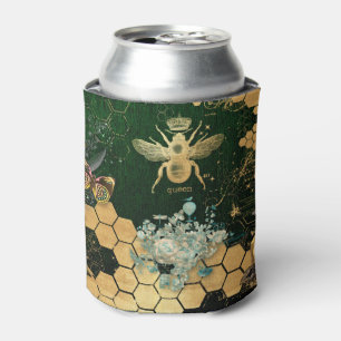French chic, victorian,bee,floral,gold foil, belle can cooler