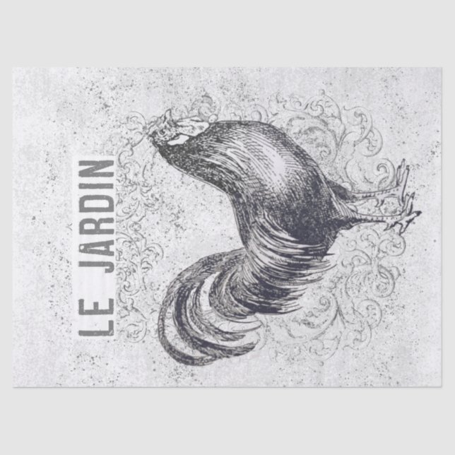 French Chicken Rooster Grunge Vintage Decoupage   Tissue Paper (Front)