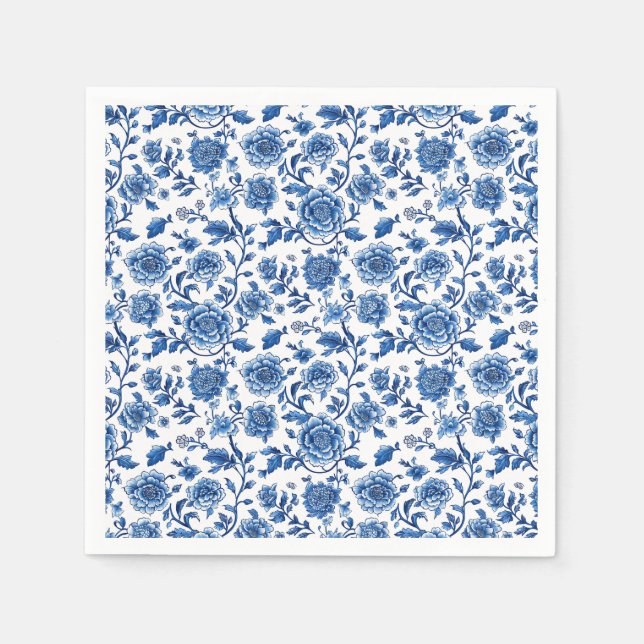 French Chinoiserie Floral  Napkin (Front)