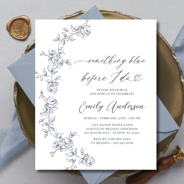 French Chinoiserie Something Blue Bridal Shower Flyer (Creator Uploaded)