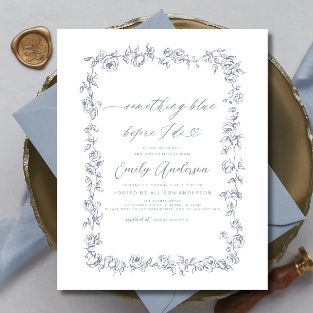 French Chinoiserie Something Blue Bridal Shower Flyer (Creator Uploaded)