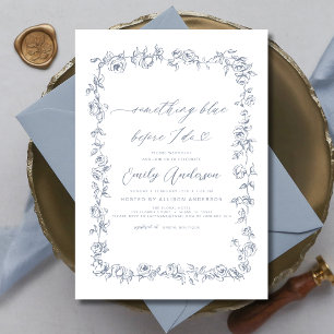 French Chinoiserie Something Blue Bridal Shower Invitation