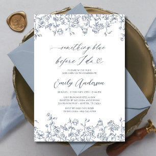 French Chinoiserie Something Blue Bridal Shower Invitation