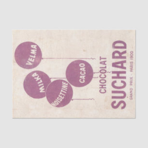 French Chocolate Ad Purple Balloon Vintage Paris Tissue Paper