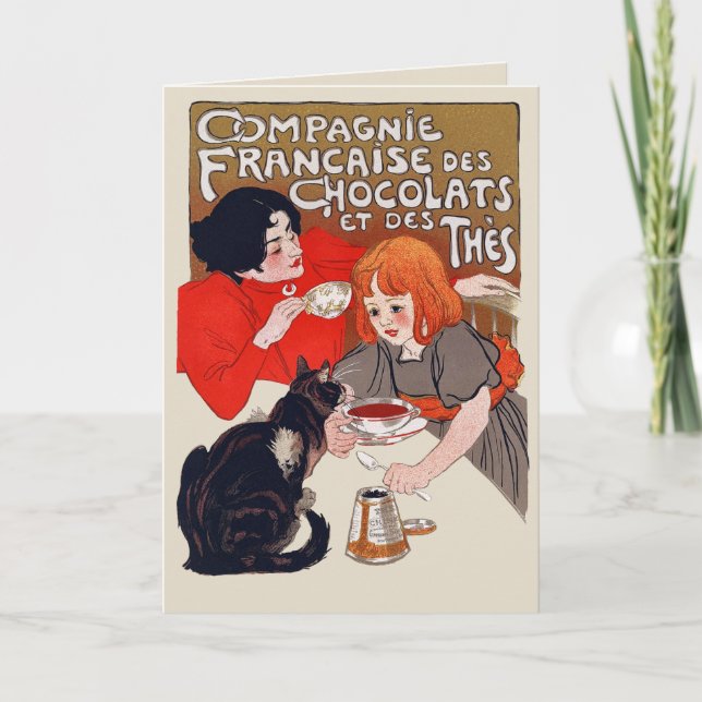 French Chocolate Party Steinlen Art Card (Front)