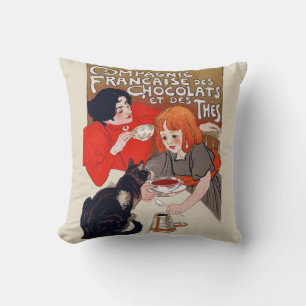 French Chocolate Party Steinlen Art Cushion