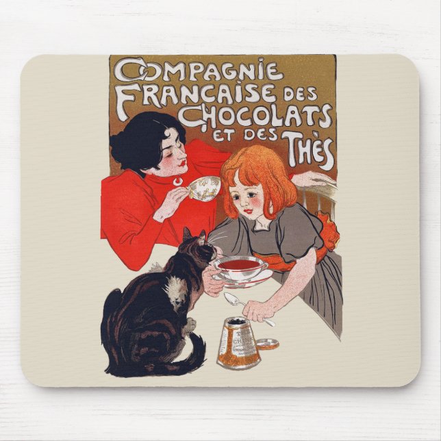 French Chocolate Party Steinlen Art Mouse Mat (Front)