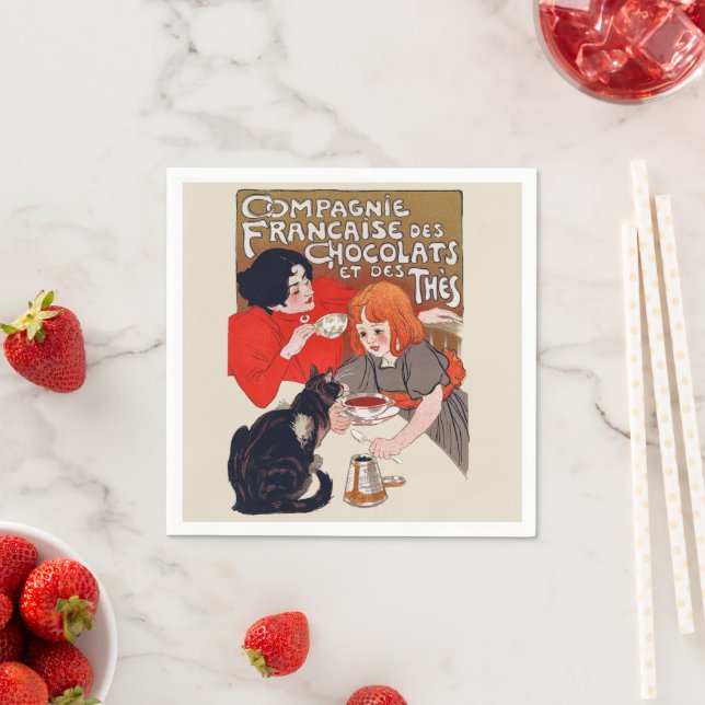 French Chocolate Party Steinlen Art Napkin (Insitu)