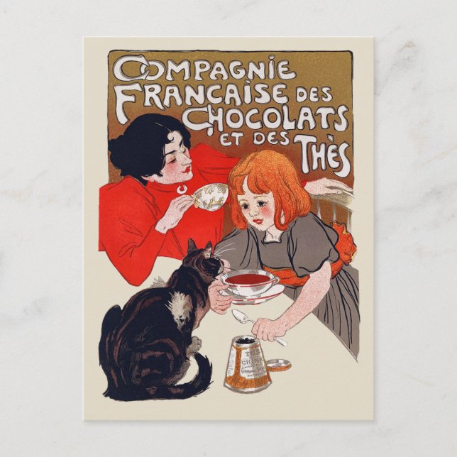 French Chocolate Party Steinlen Art Postcard (Front)