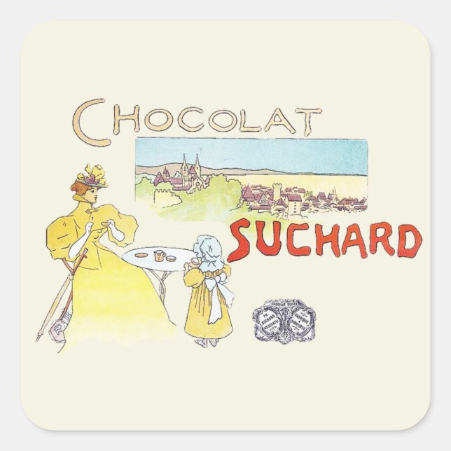 French Chocolate Victorian Candy Sugar Square Sticker (Front)