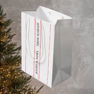 French Christmas Joyeux Noël Red Stripe Medium Gift Bag