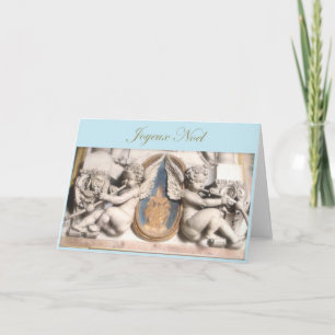 French Christmas Joyeux Noel with cherubs Holiday Card
