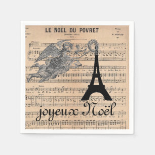 French Christmas Napkins with vintage Angel